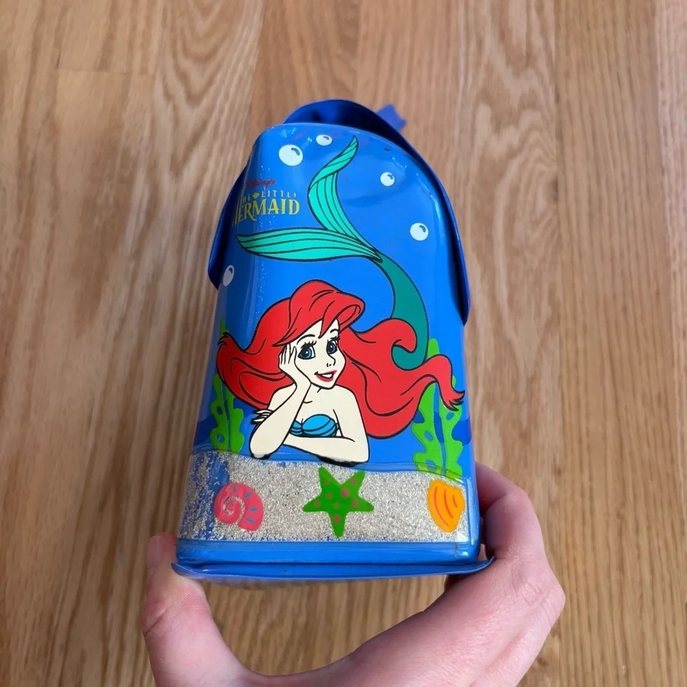 Vintage Disney Little Mermaid Plastic Mini Handle Bag Purse Pyramid 90s Blue